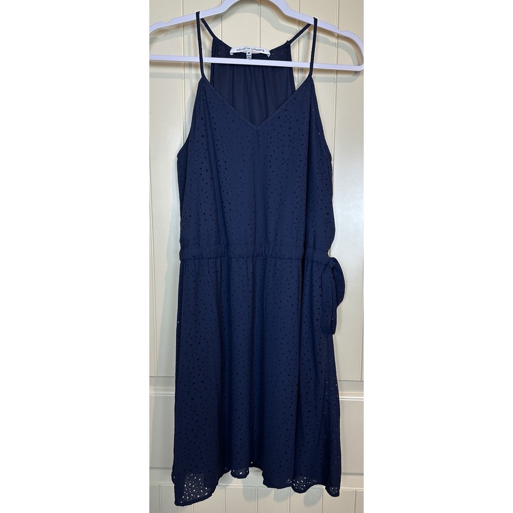 Collective Concepts navy blue cutout side tie sleeveless v-neck dress‎ sz M GUC